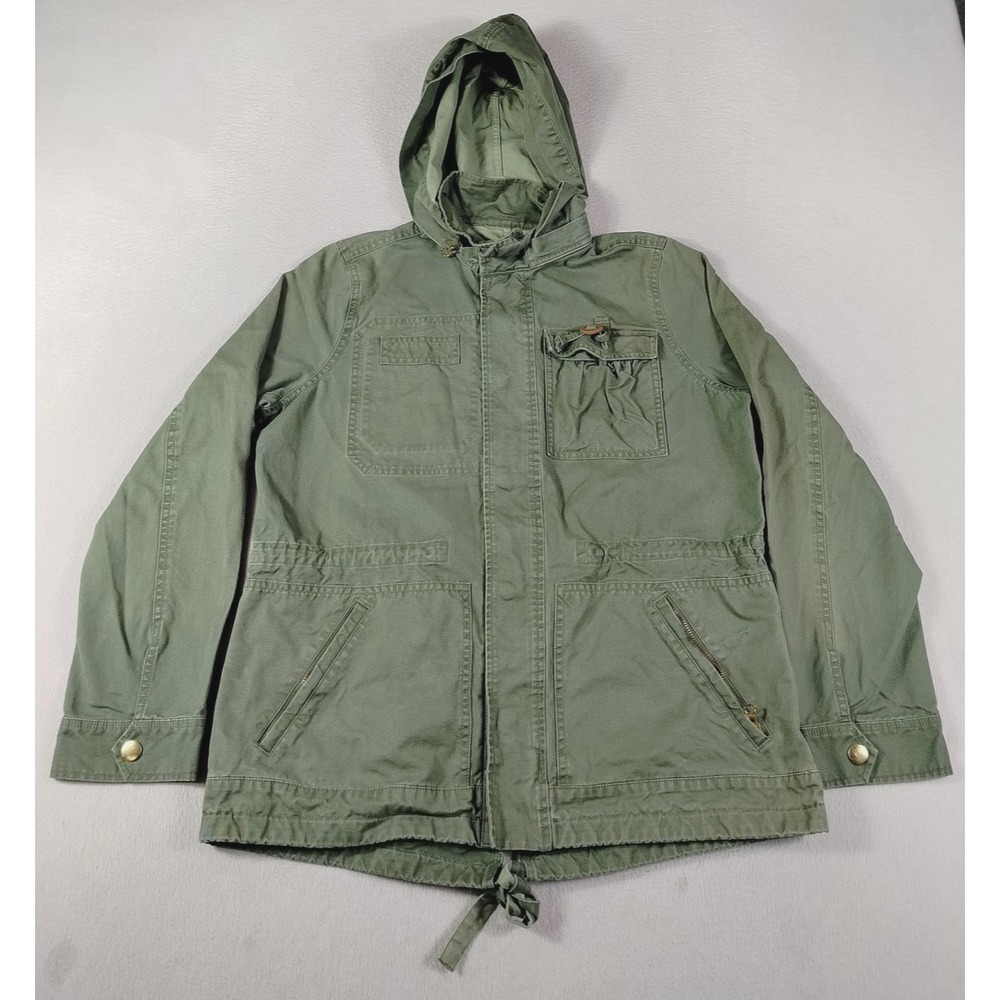 J.Crew Military Jacket Womens Medium Green Hooded Parka Drawstring Utility